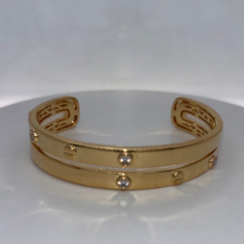 Gold Crystal-Stud Open Cuff Bracelet - Women's Jewelry